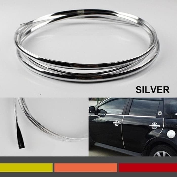 List Chrome Silver Variasi Pintu Kaca Mobil Interior Mobil 3M- 1 Meter