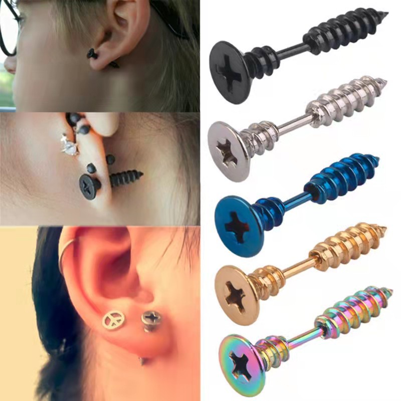 1pc Anting Stud Bahan Stainless Steel Titanium Untuk Pria Dan Wanita
