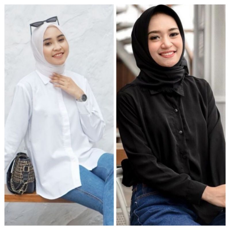 Atasan Kemeja Wanita Polos / Baju Kemeja Cewek Kekinian / Kemeja Polos Model Zara / Kemeja Kerja Wan