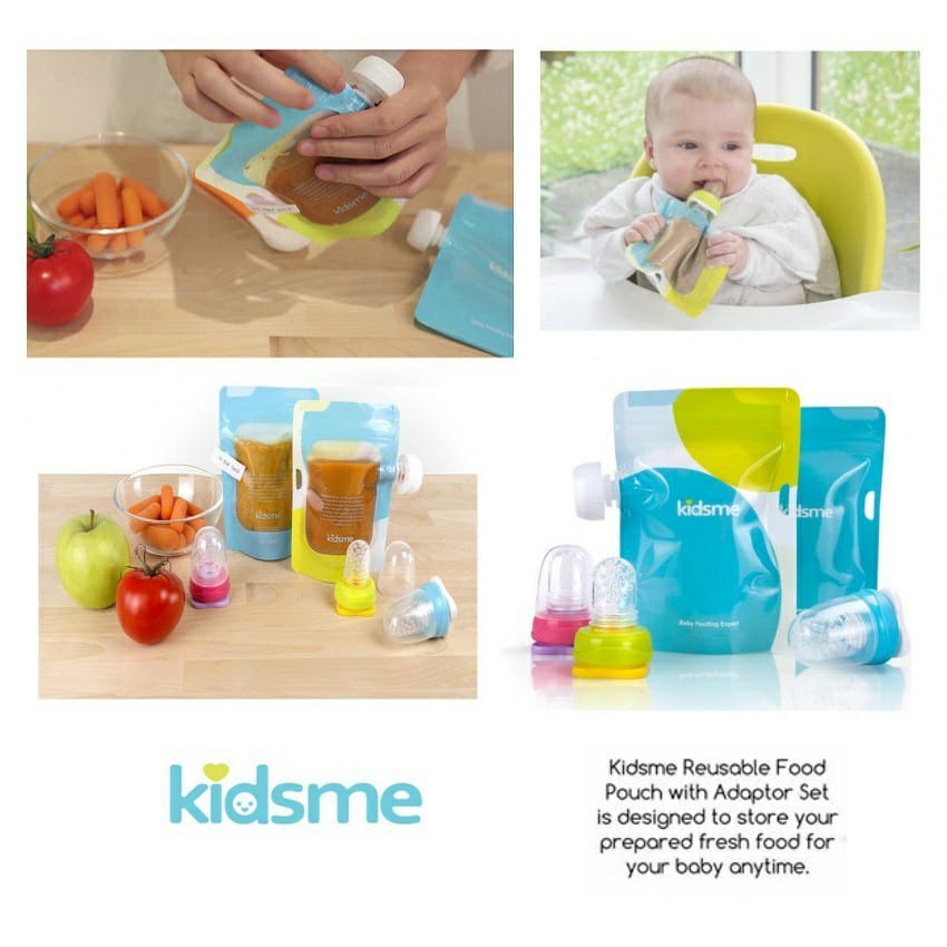 KIDSME FOOD POUCH (2pcs) W/ADAPTOR 160490 - Kantong Makanan Bayi