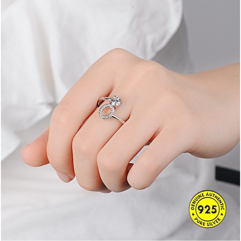 Cincin Manik-Manik 26 Huruf Inggris Bahan S925 Silver Untuk Pasangan