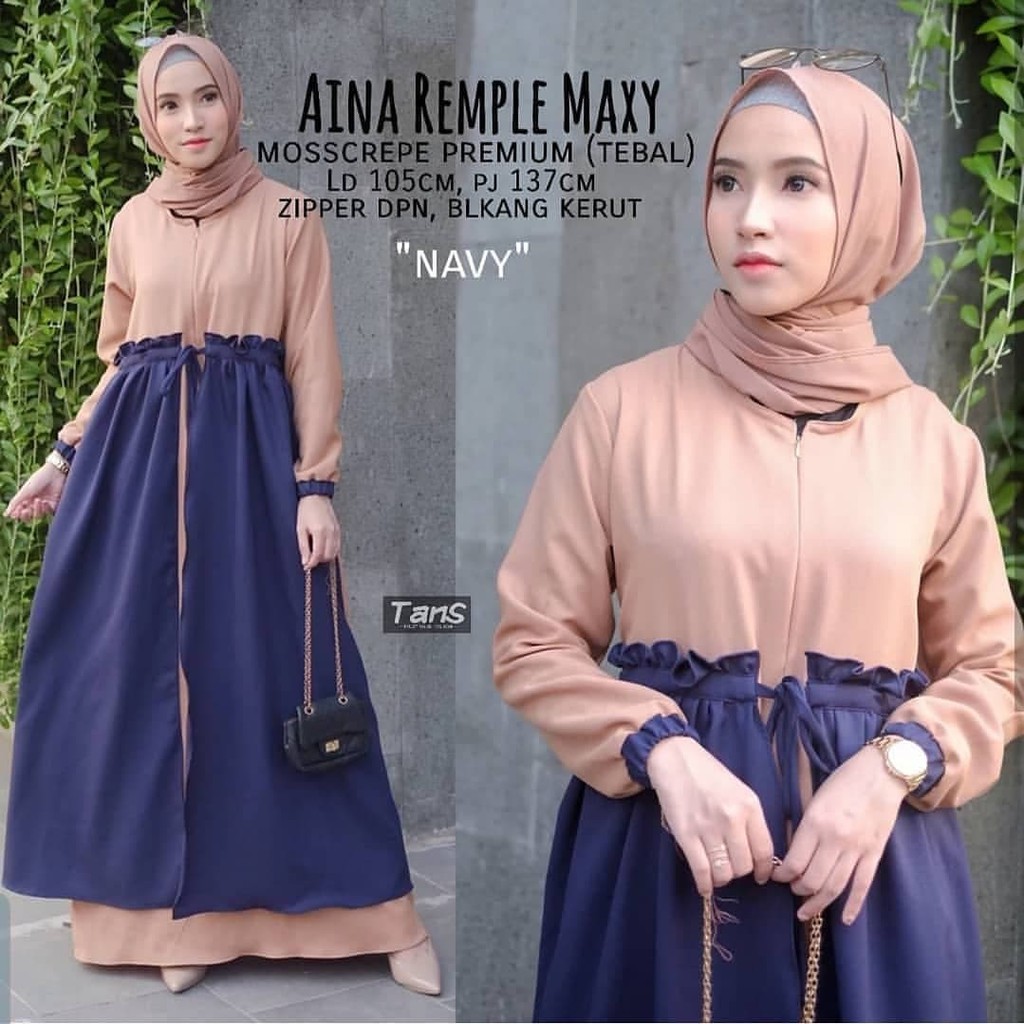 Ns FC Najibah Gamis Syar'i asdf Putih Benhur Abu Toska Navy Maroon Hujan