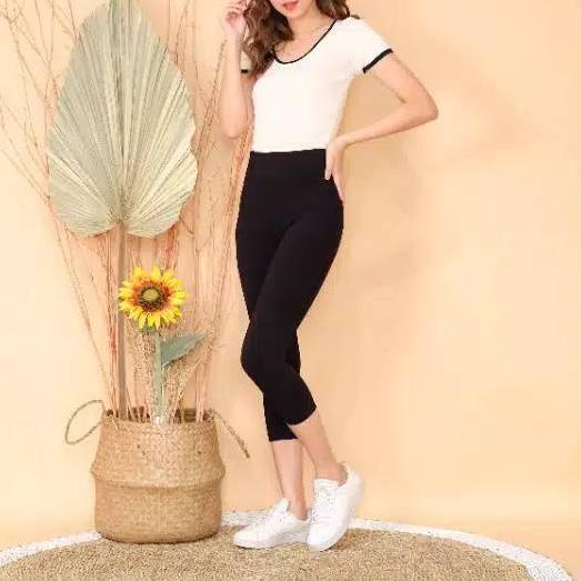 ✪ Elfashion Premium Legging 7per8 Polos Import Tebal | Legging Pendek Polos 7/8 | Legging 7/8 Jumbo 