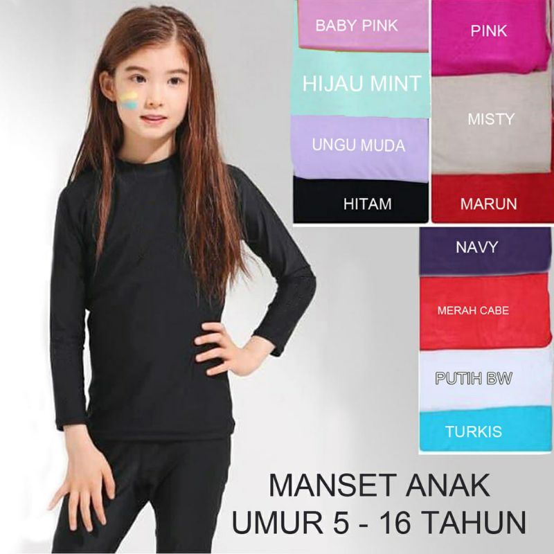 Baju Manset ANAK Perempuan/ Kaos Anak Lengan Panjang/Mangset Anak Hijab Part 2