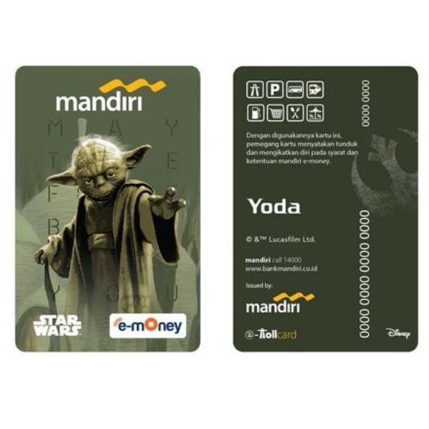 Mandiri eMONEY Star Wars Classic - YODA ORI /Like eTOLL Tapcash Flazz or Brizzi