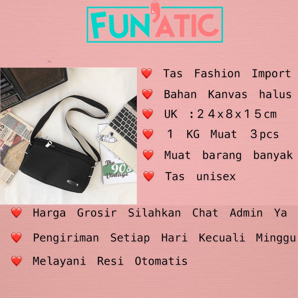 Funatic Tas selempang Pria Waistbag Import fashion Laki Laki Uk23.5x7.5x15cm FA984