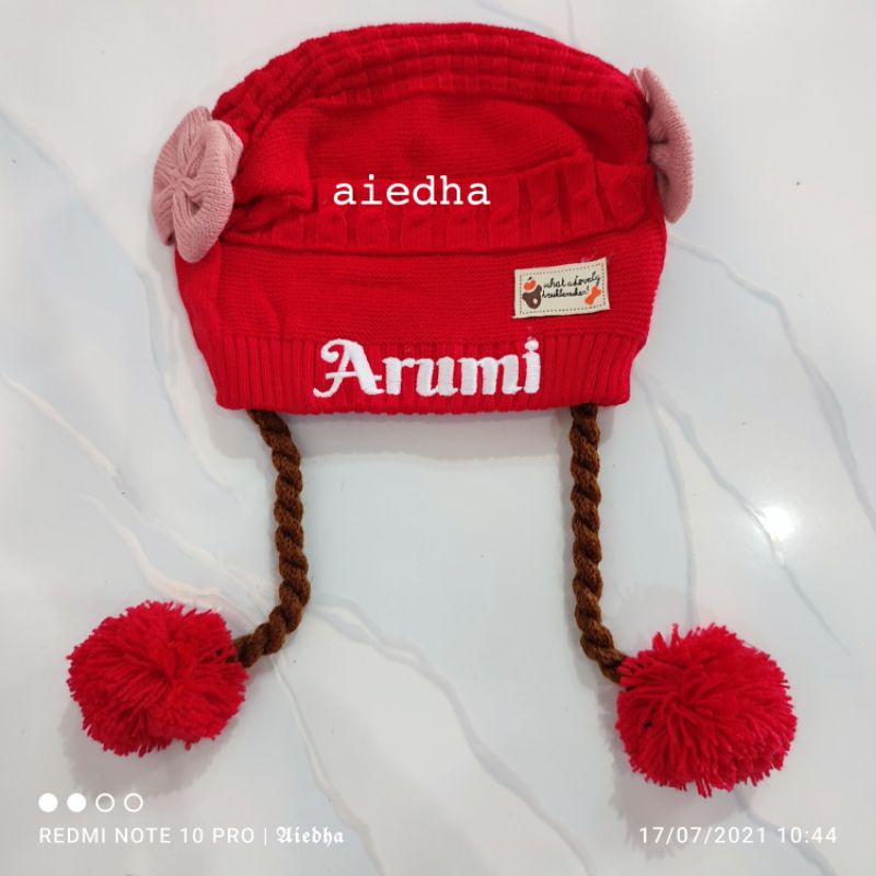 Topi anak bayi perempuan bordir nama /kupluk nama bayi cewek