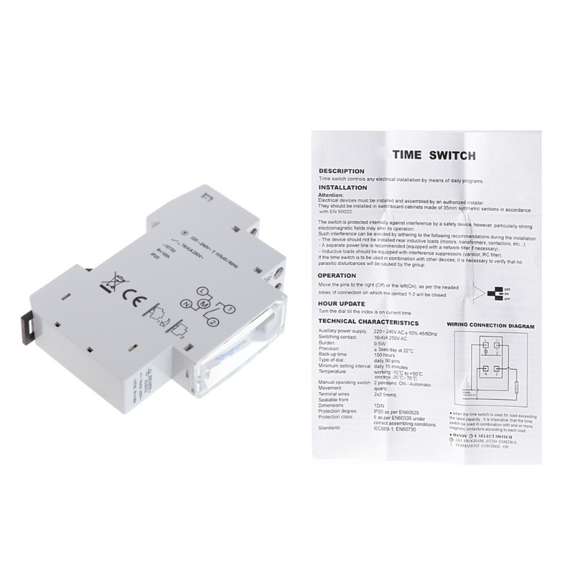 Btsg Switch Relay Timer Mekanik Din Rail 24 Jam 110-240V 16A Bisa Diprogram