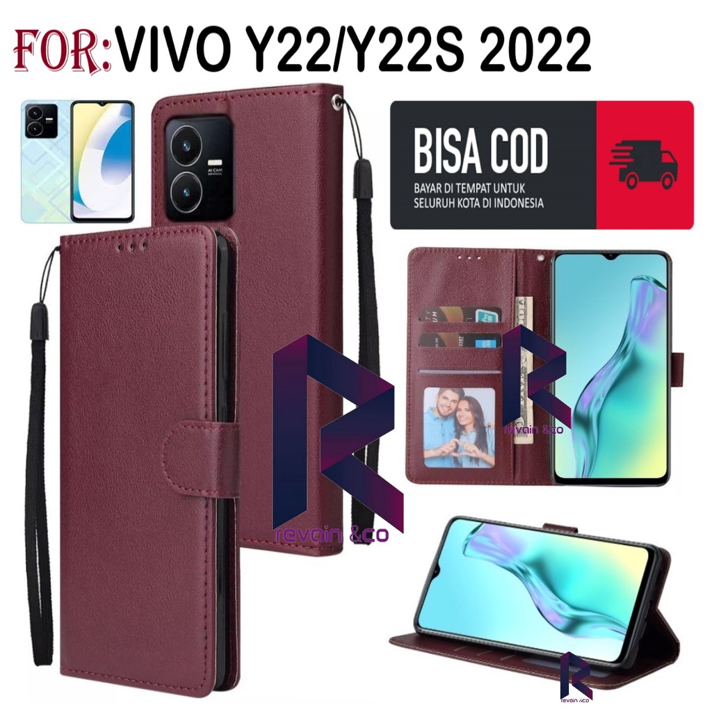 NEW VIVO Y22 Y22S 2022 CASE FLIP WALLET LEATHER KULIT PREMIUM SARUNG BUKA TUTUP FLIP CASE VIVO Y22/Y22S