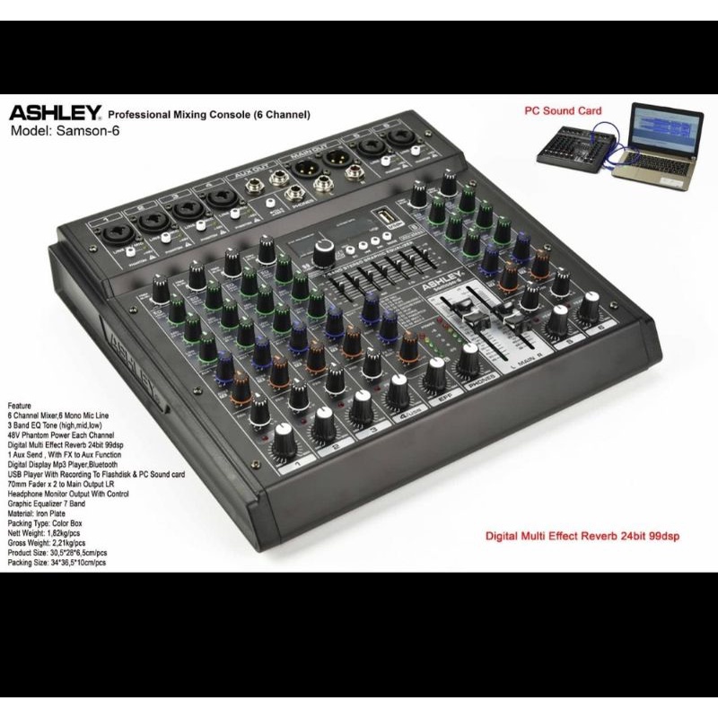 mixer audio ashley samson6 samson 6 6ch usb bluetooth soundcard ORIGINAL