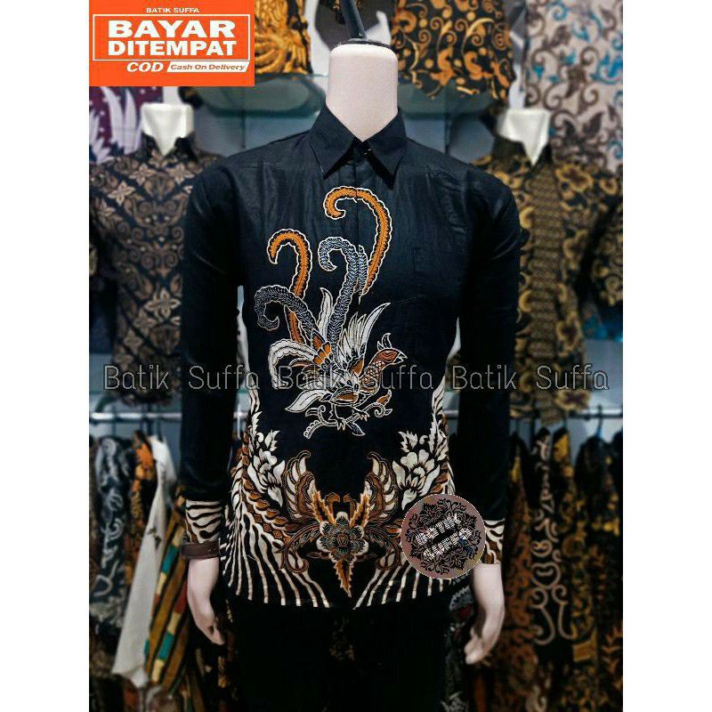 Batik Pria Lengan Panjang Gus Azmi BATIK AZMIL HRB026 motif KERATONAN Kode 002 size M L XL XXL Regul