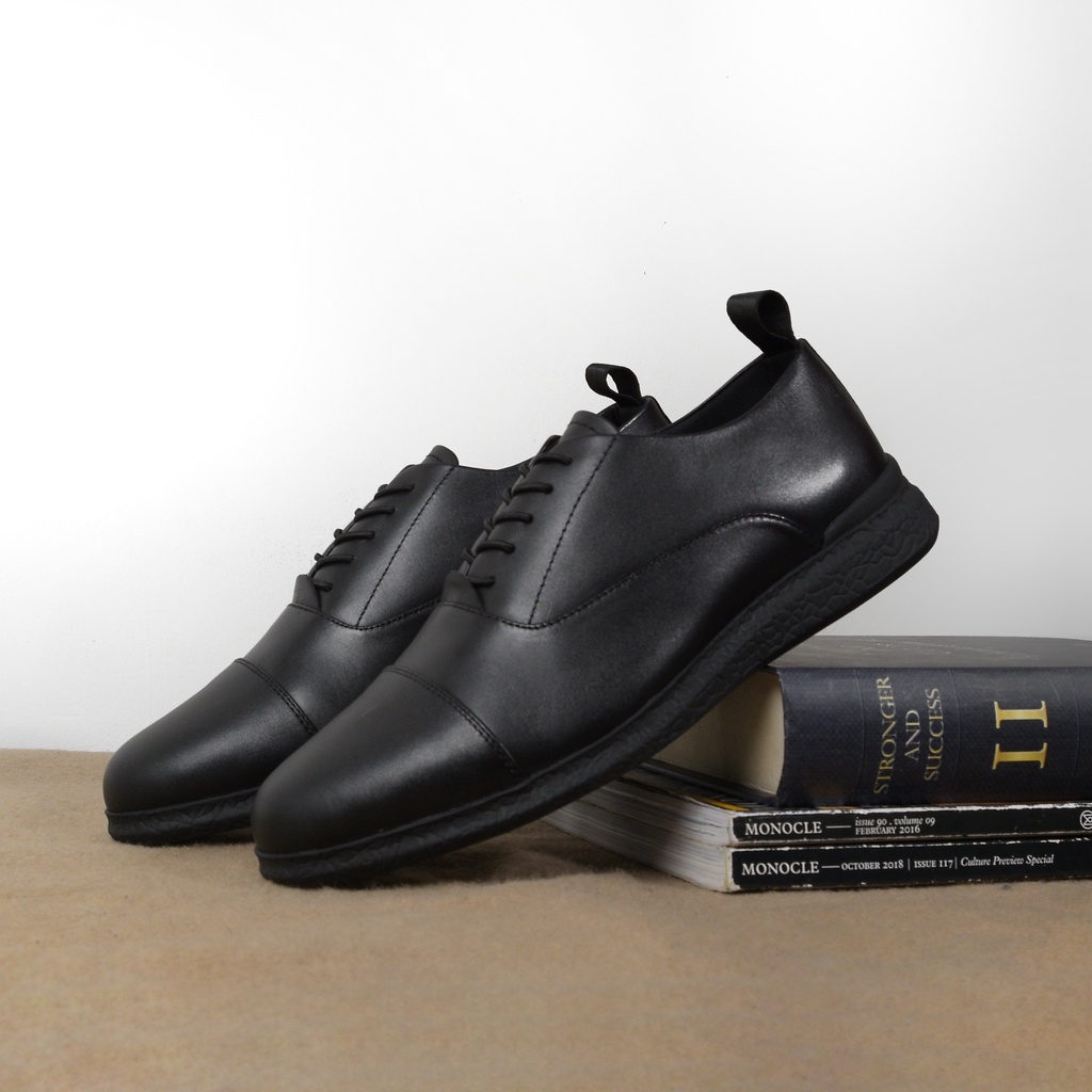 OXFORD 3.0 BLACK (KULIT ASLI) |ManNeedMe x Kenzio| Sepatu Pantofel Pria Derby Shoes Formal ORIGINAL