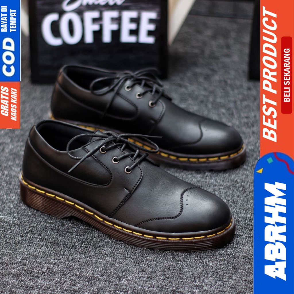 Abrhm Matto - Sepatu Formal Pantofel Pria Kerja Hitam