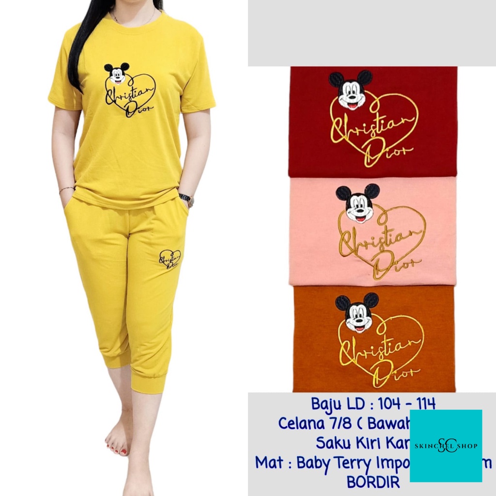 Baju Kaos Celana One Set Kaos Clothing Disney Cristian Dior Wanita Import