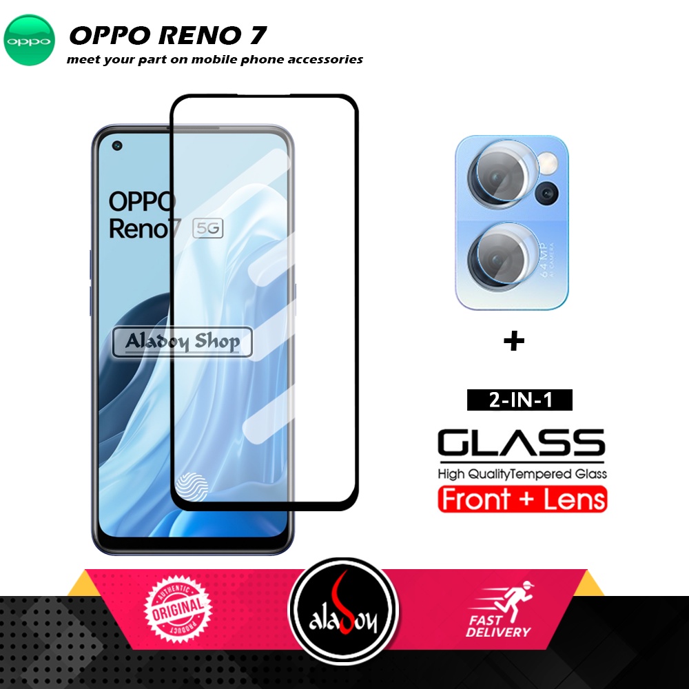 PAKET 2 IN 1 Tempered Glass Layar Oppo Reno 7 Free Tempered Glass Camera