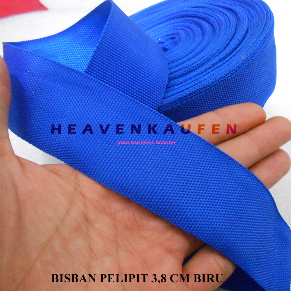 Bisban Pelipit / Webbing PCR Warna Biru Lebar 3,8 cm Harga Per Rol