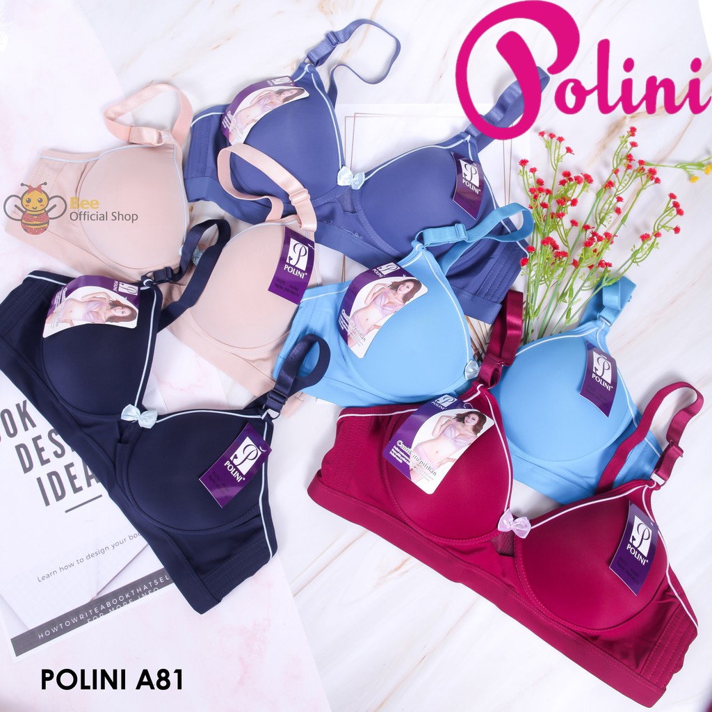 BEE - Bra Push Up Polini Bh Ukuran Besar 36 38 40 42 Tanpa Kawat Kancing 3 Polini A81