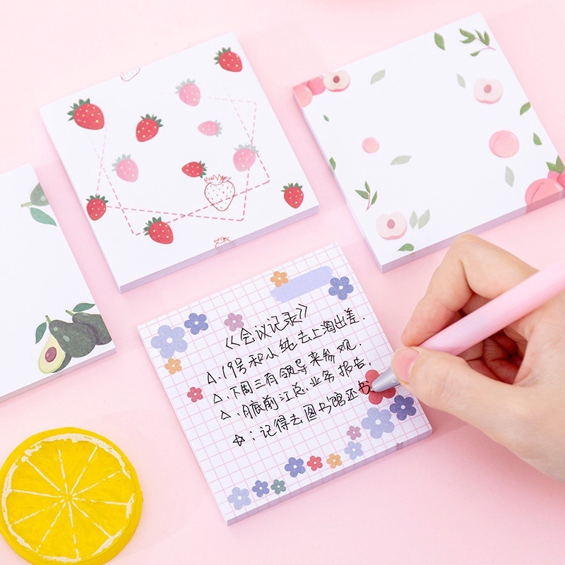 80 Lembar Sticky Notes Korea Motif Bunga untuk Sekolah / Kantor