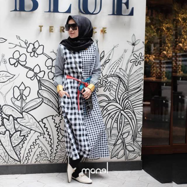 Atasan tunik Plaid midi belt by monel