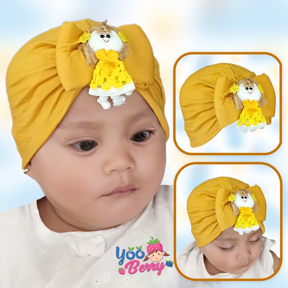 Berry Mart Turban Kaos Bayi Anak Muslim Topi Fashion Bayi Lucu Karakter Doll Berry Mart