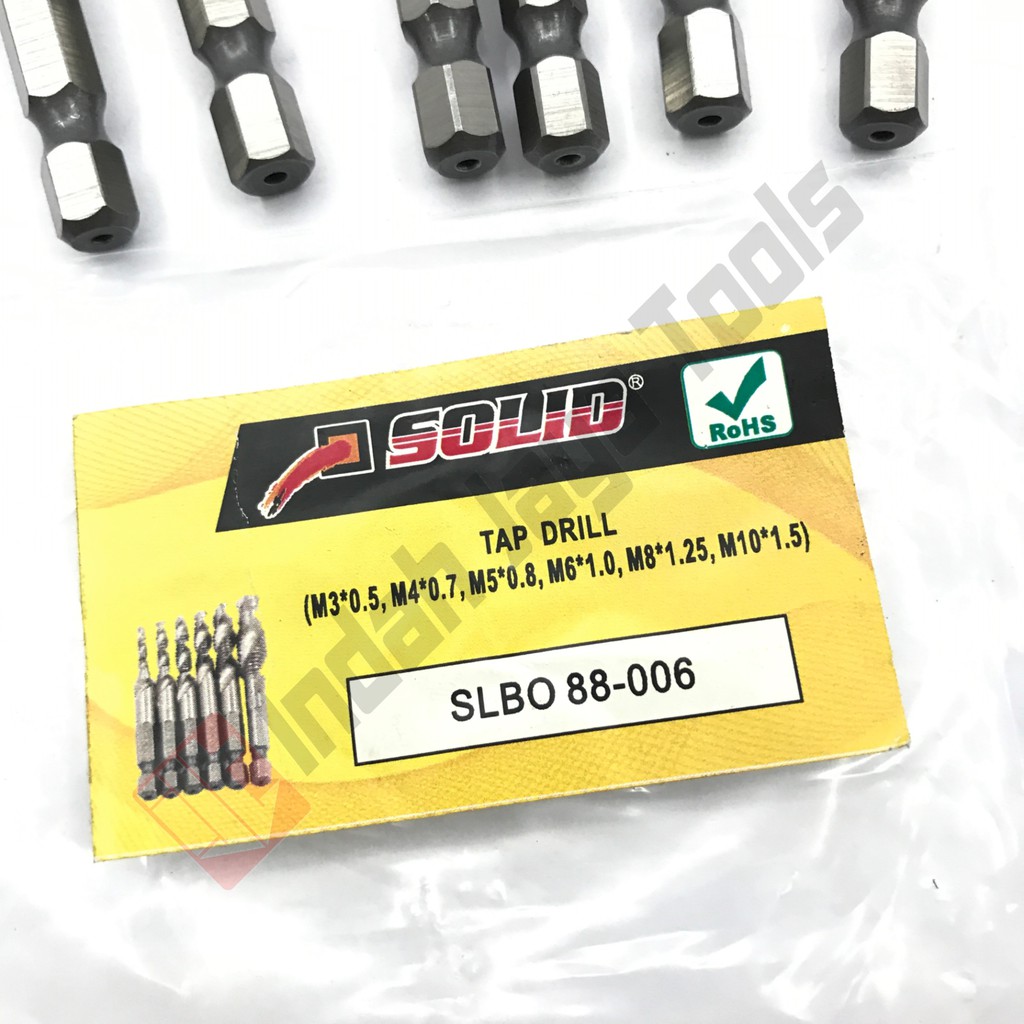 SOLID Tap Drill Bit Set 6 Pcs HSS - Mata Bor Pembuat Ulir Baut Hand Tap Bor