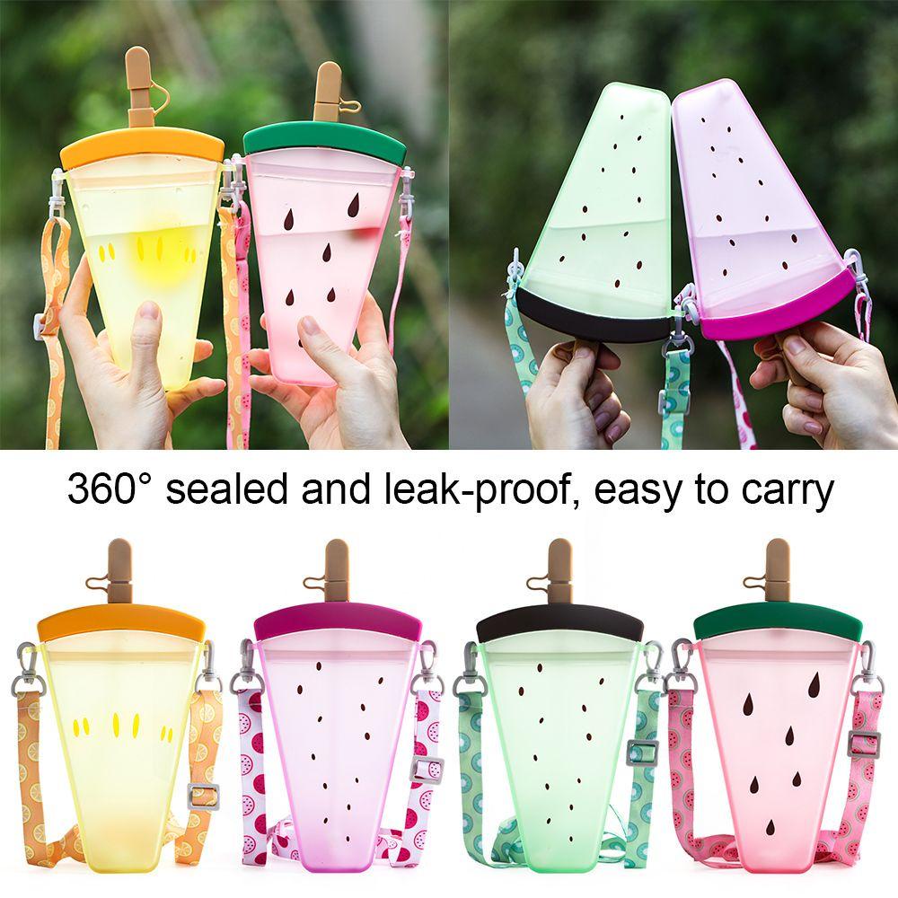 R-FLOWER Gelas Es Loli 320ML Portable Kawaii Ice Cream Drinkware Aksesoris Dapur Dengan Tali Drinking Cup