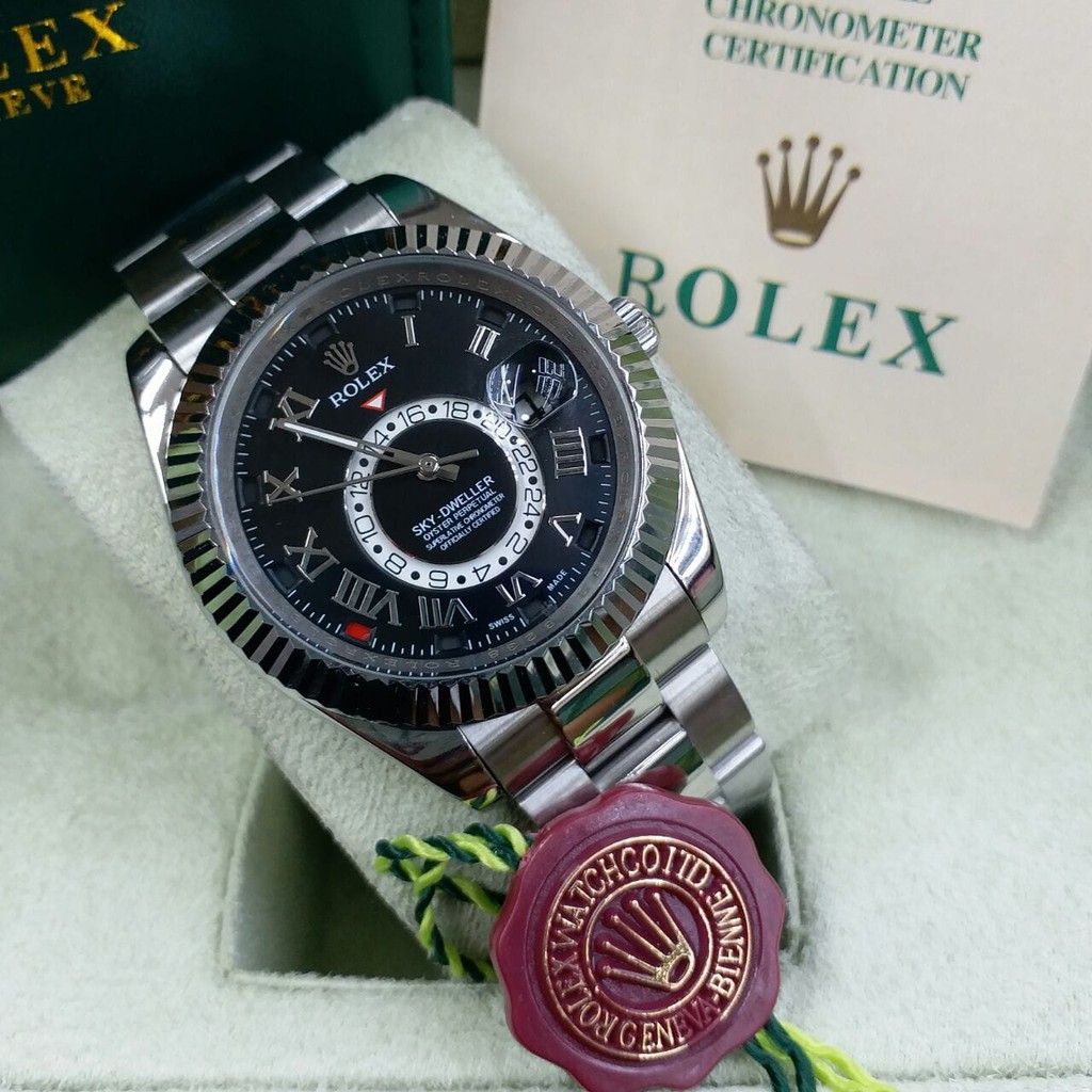 JAM TANGAN PRIA ROLEX PREMIUM AUTOMATIC BLACK SILVER