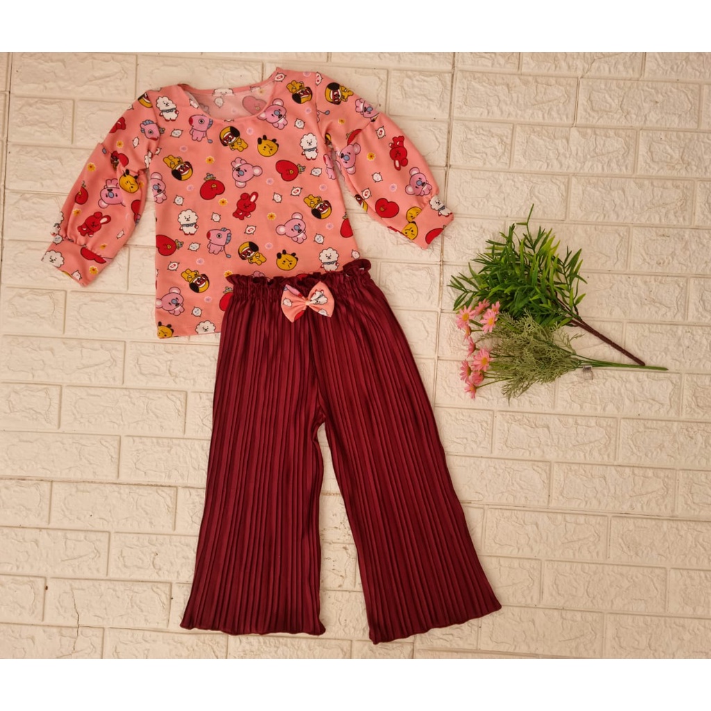 [GROSIR] [BUNDLE] Setelan Plisket Panjang Andien Anak Perempuan