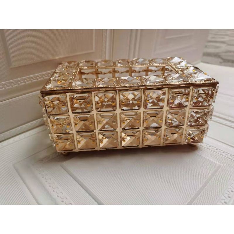 Tempat Tisu Kristal Kotak Tissue Eropa box gold crystal Mewah glamour