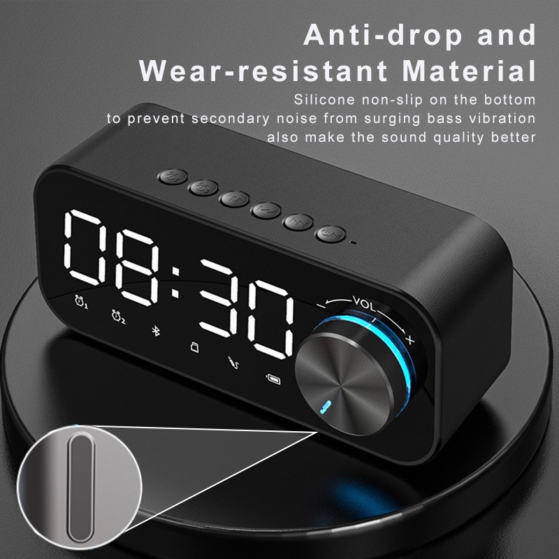 ColorCoral Speaker Bluetooth Portable Bass Jam Alarm Clock LED Display Spiker Bluetooth