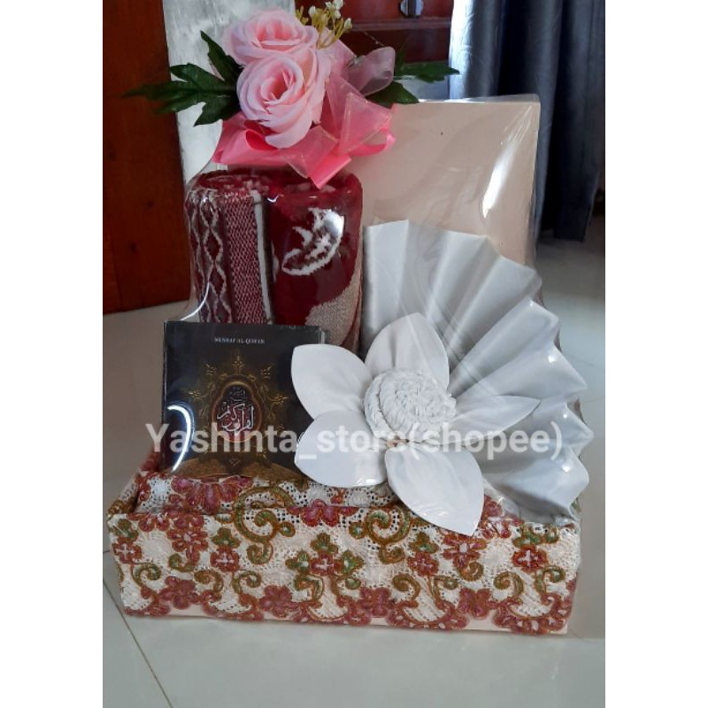 paket seserahan pernikahan mukena sutra bordir/ parsel hantaran lamaran nikah/hias mahar murah mewah