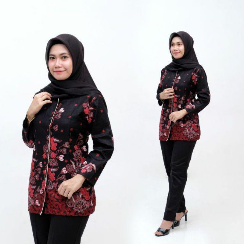 tey-17 Batik Wanita ASJ SA HRB026 Kenongo Kemeja Tosca Pendek-14