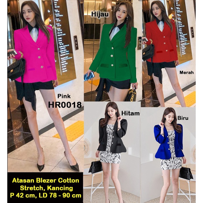 HR0018 Atasan Blezer Cotton + Kancing Stretch / Atasan Blezer Katun / Atasan Blezer Korean