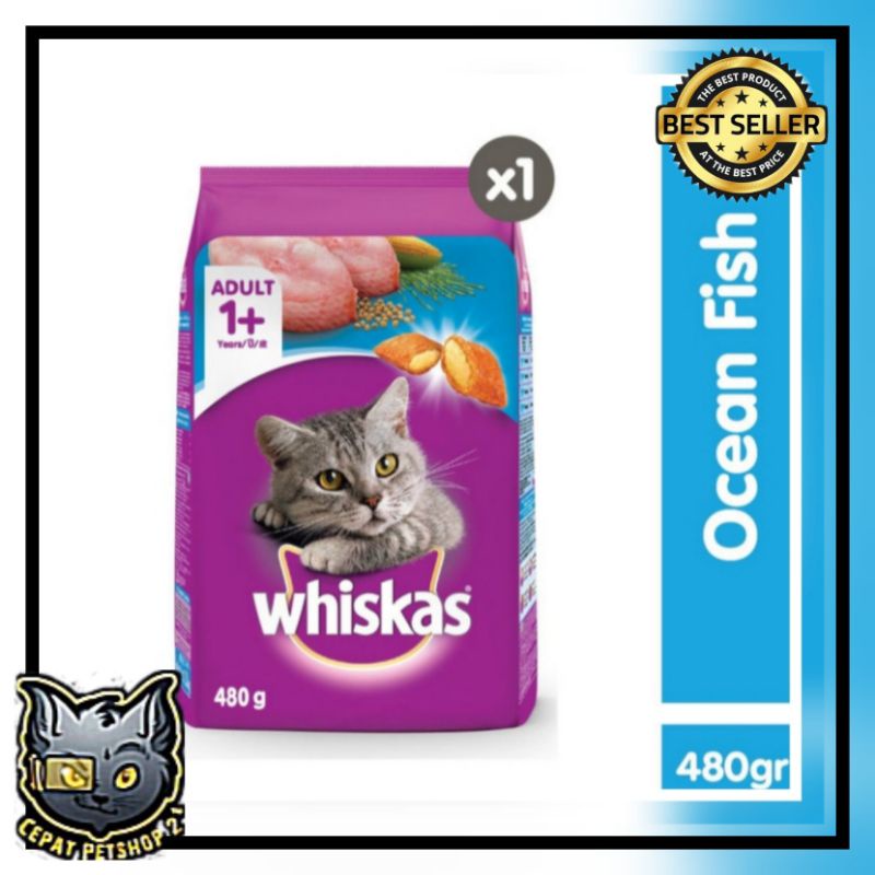 whiskas adult oceanfish 480gram freshpack / makanan kucing whiskas oceanfish dewasa