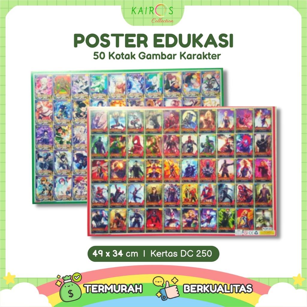 Poster Edukasi Karakter Anak Isi 50 Kotak