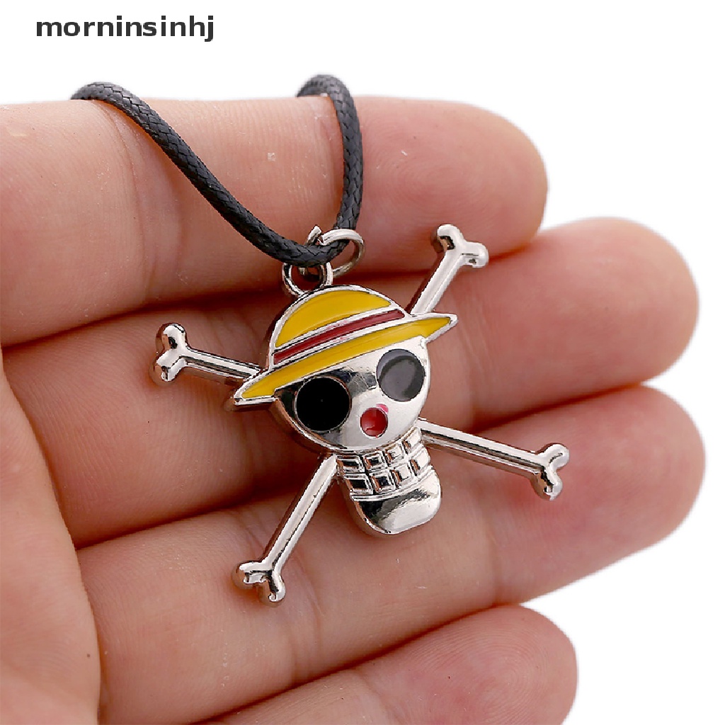 Mornin Kalung Rantai Dengan Liontin Tengkorak Bajak Laut Anime One Piece Luffy Ace