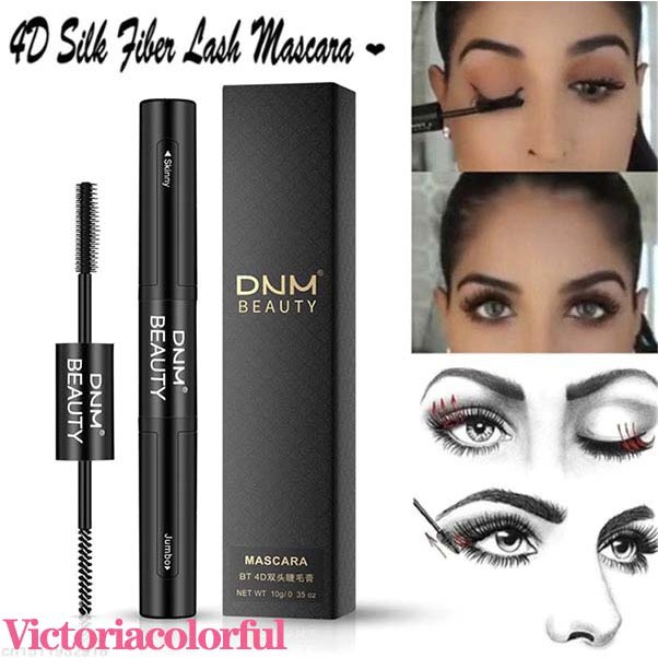 DNM Fiber Lashes 2 in 1 Mascara Black Maskara anti badai tahan lama dan anti air