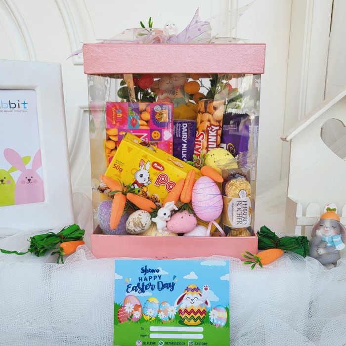 

Paket dekorasi box hampers easter bunny eggs kelinci telur paskah 234