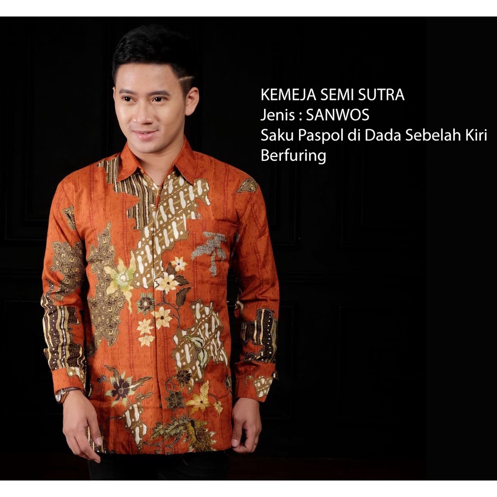 Kemeja Batik Semi Sutra Pria | Hem Batik Semi Sutra Pria | Kemeja Batik | SS0047