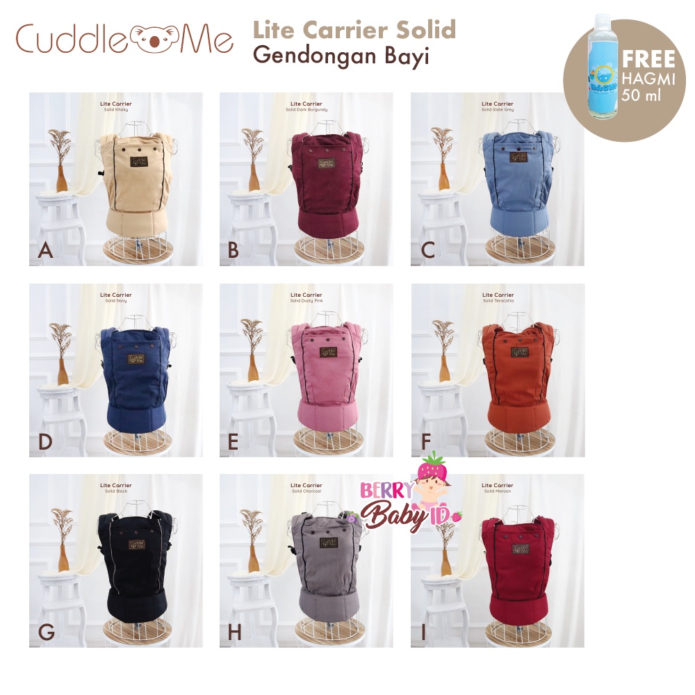 Cuddle Me Lite Carrier Solid Colour Gendongan Depan Gendongan Bayi Berry Mart