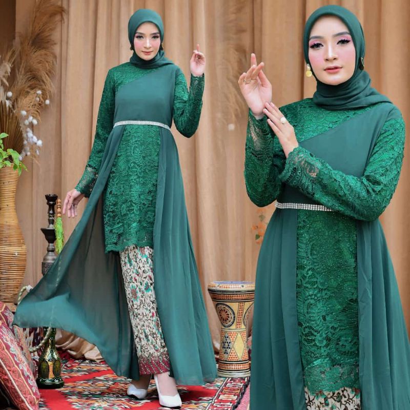 Set Tunik Brukat Pesta Kondangan Kebaya Wisuda