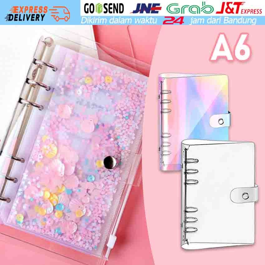 

A6 Clear Soft PVC Notebook Binder Cover Planner 6-Ring Loose-Leaf Folder Cash Budget Envelope System with10 PCS Pockets