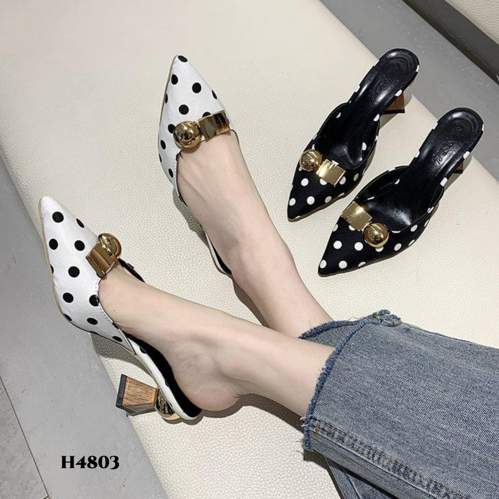 RESTOCK WYN HIGH HEELS SLOPE POLKADOT H4803