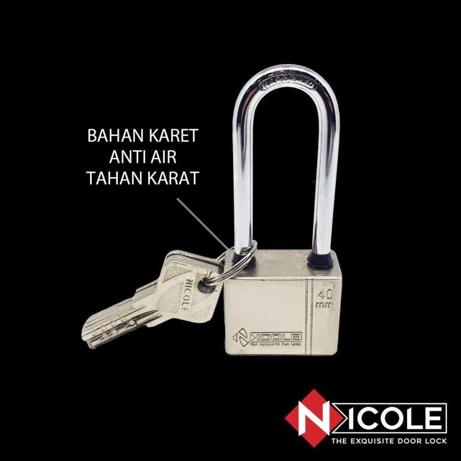 Nicole Gembok Pintu Rumah Besi / Gembok Pagar / Padlock Long 40mm Leher Panjang