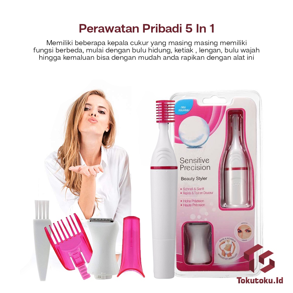 Pencukur Bulu Tubuh Elektrik Shaver Trimmer Penghilang Rambut Alis Ketiak 5in1