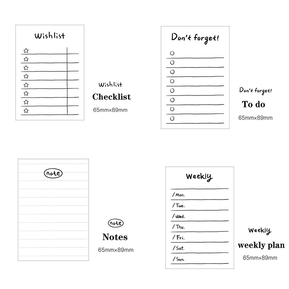 【COD Tangding】50pcs/set Memo Pad Cute Check List Weekly Plan Time Manage Diary Note Memo Paper set journal Stationery