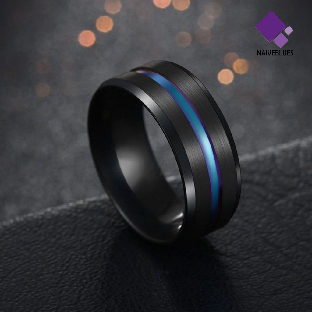 Naiveblue &gt; Cincin Lebar 8MM Warna Ganda Untuk Unisex / Pria / Wanita