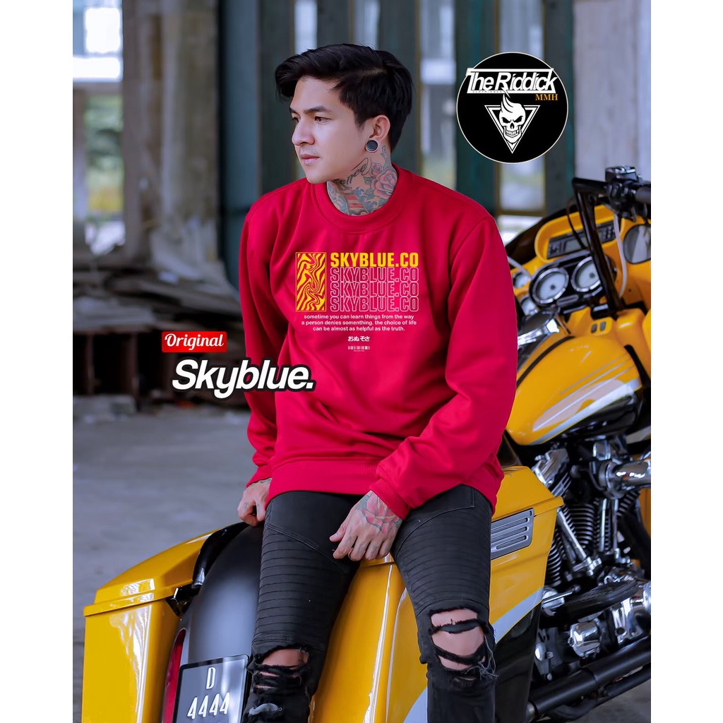 CREWNECK SKYBLUE ORIGINAL DISTRO BANDUNG/CREWNECK VESPA SKYBLUE.CO/SWEATSHIRT PRIA