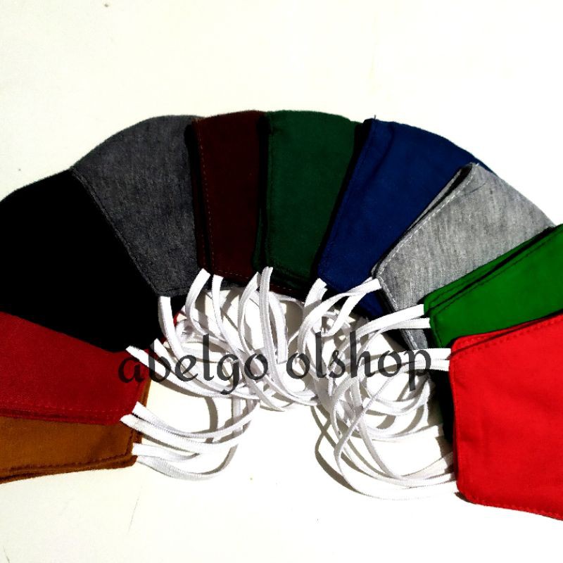 12pcs- masker kain anak 3ply polos warna usia 4-12th