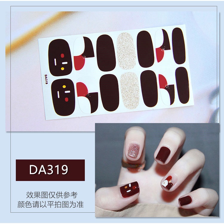 DA 14Pcs/Set Stiker Kuku Desain Bermotif High End Berlian Mutiara Permata Warna-Warni Untuk Tempel Tahan Air Tahan Lama Menicure Stickers Korea Self Adhesive Fashion Sticker kuku Full Aksesoris Dapat Kupas Mudah Digunakan Dan Dilepas Anti Air Nail Art